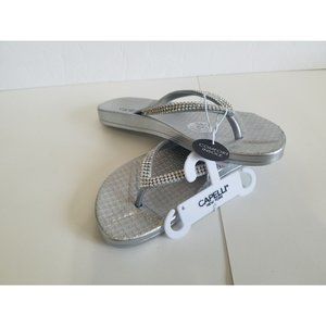 NEW Womens Silver Gem Soft Flip Flops 6 , 8, 11